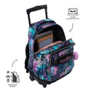 Morral Ruedas Niña Porta PC 15.4" Renglones Glitter Morado