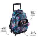 Morral Ruedas Niña Porta PC 15.4" Renglones Glitter Morado