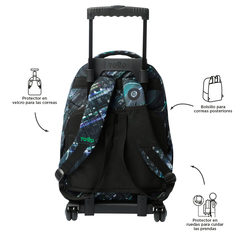 Morral Ruedas Niño Porta PC 15.4" Bomper Renglones Gris