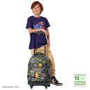 Morral Ruedas Niña Porta PC 15.4" Renglones Glitter Morado