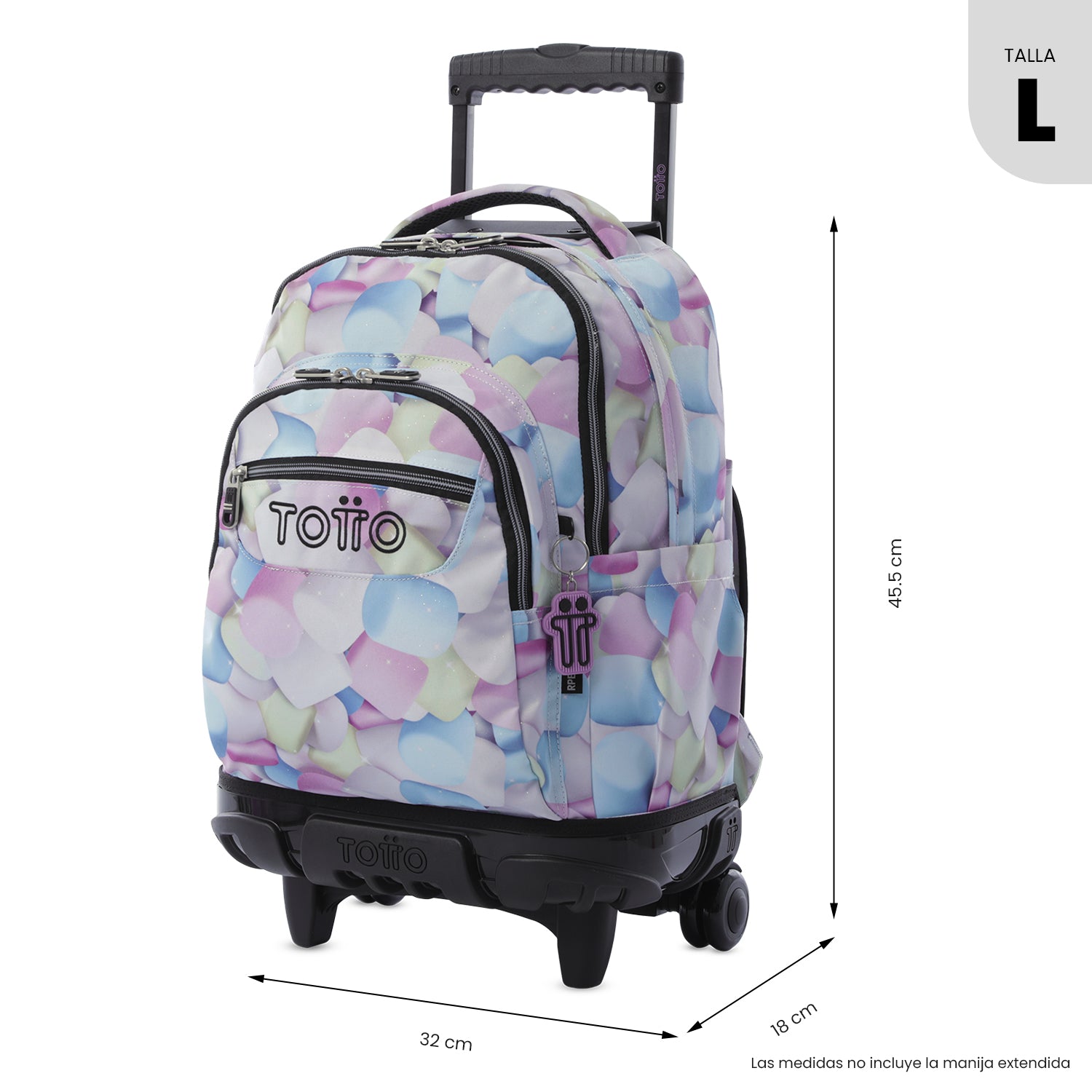 Maleta para Niña con ruedas Renglones Glitter Grande Azul