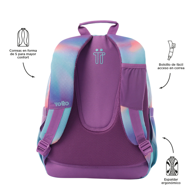 Morral Juvenil Porta PC 14" Acuarela Morada