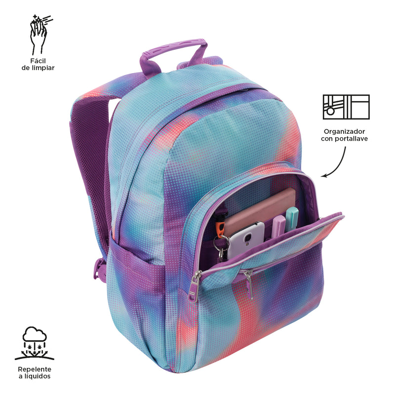 Morral Juvenil Porta PC 14" Acuarela Morada