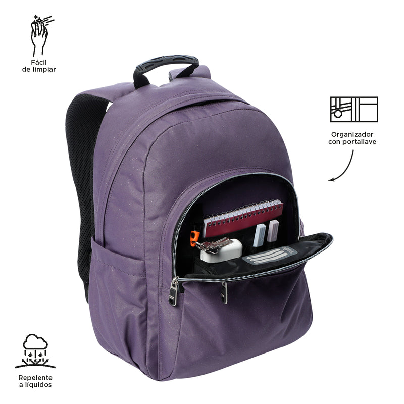 Morral Juvenil Porta PC 14" Acuarela Morada