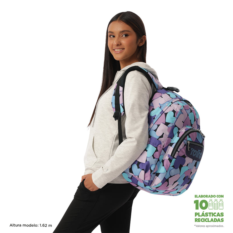 Morral Juvenil Porta PC 14" Acuarela Morada