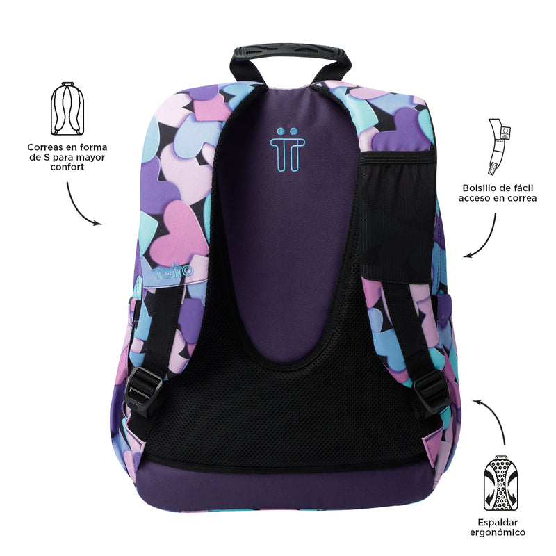 Morral Juvenil Porta PC 14" Acuarela Morada