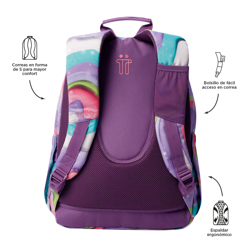 Morral Juvenil Porta PC 14" Acuarela Morada