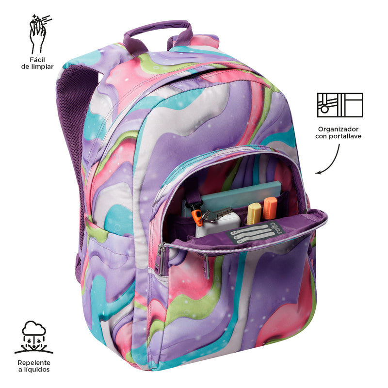 Morral Juvenil Porta PC 14" Acuarela Morada