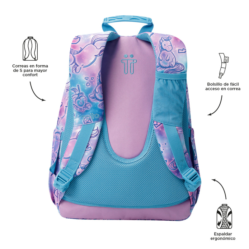 Morral Juvenil Porta PC 14" Acuarela Morada