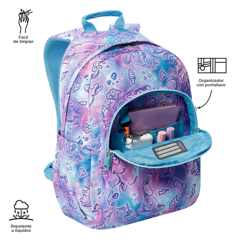 Morral Juvenil Porta PC 14" Acuarela Morada