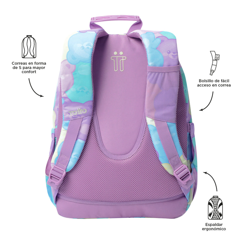 Morral Juvenil Porta PC 14" Acuarela Morada