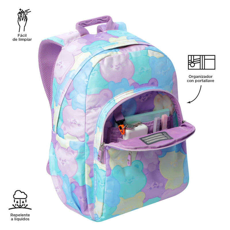 Morral Juvenil Porta PC 14" Acuarela Morada