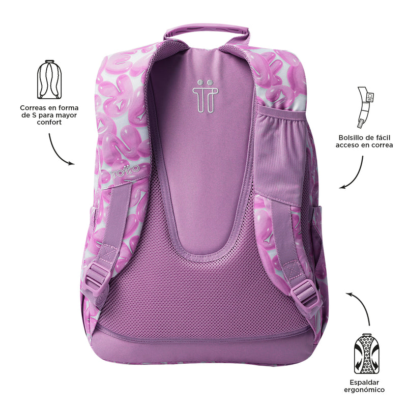 Morral Juvenil Porta PC 14" Acuarela Morada