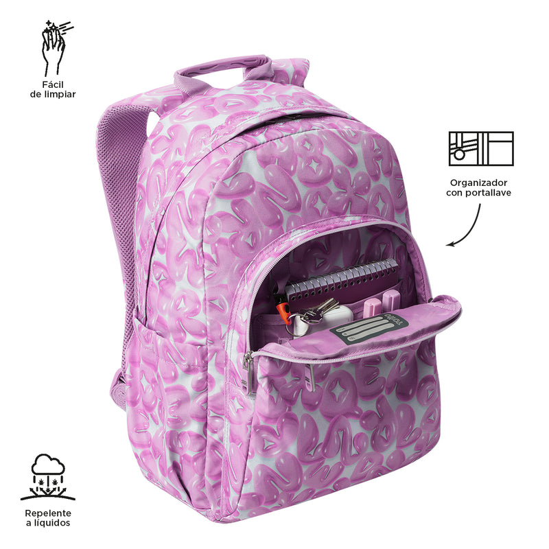 Morral Juvenil Porta PC 14" Acuarela Morada