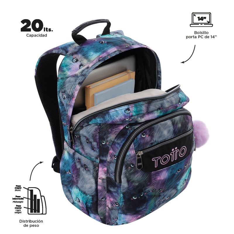 Morral Juvenil Porta PC 14" Acuarela Morada