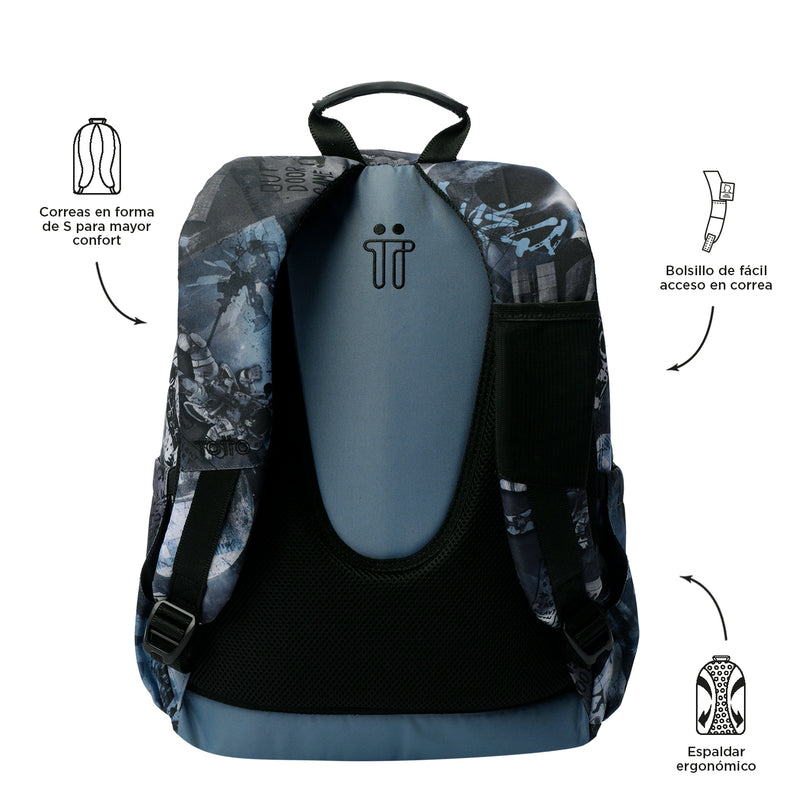 Morral Juvenil Porta PC 14" Acuarela Azul