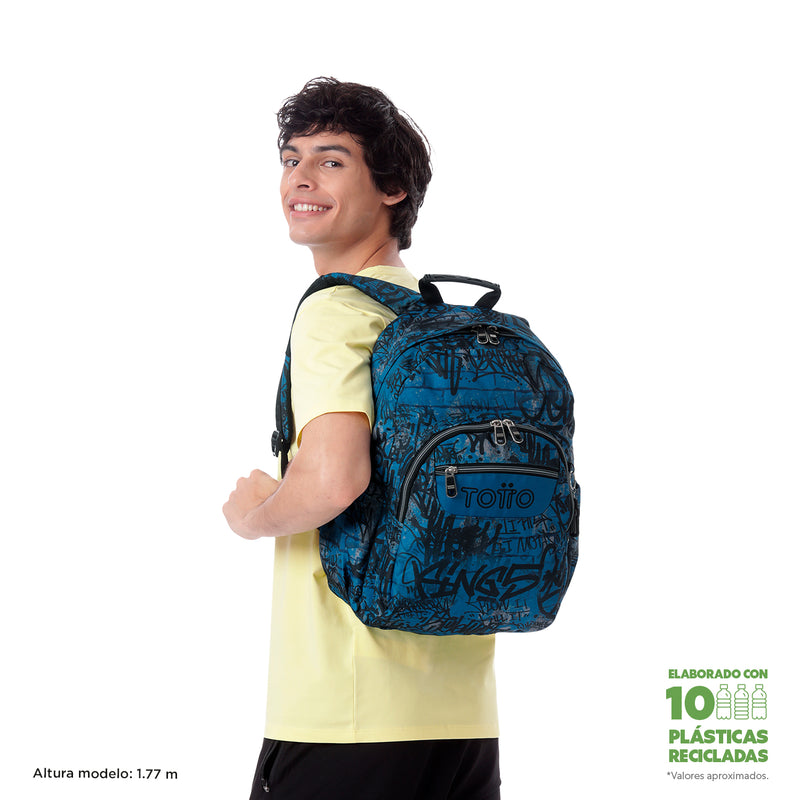 Morral Juvenil Porta PC 14" Acuarela Azul