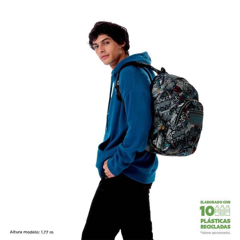 Morral Juvenil Porta PC 14" Acuarela Azul
