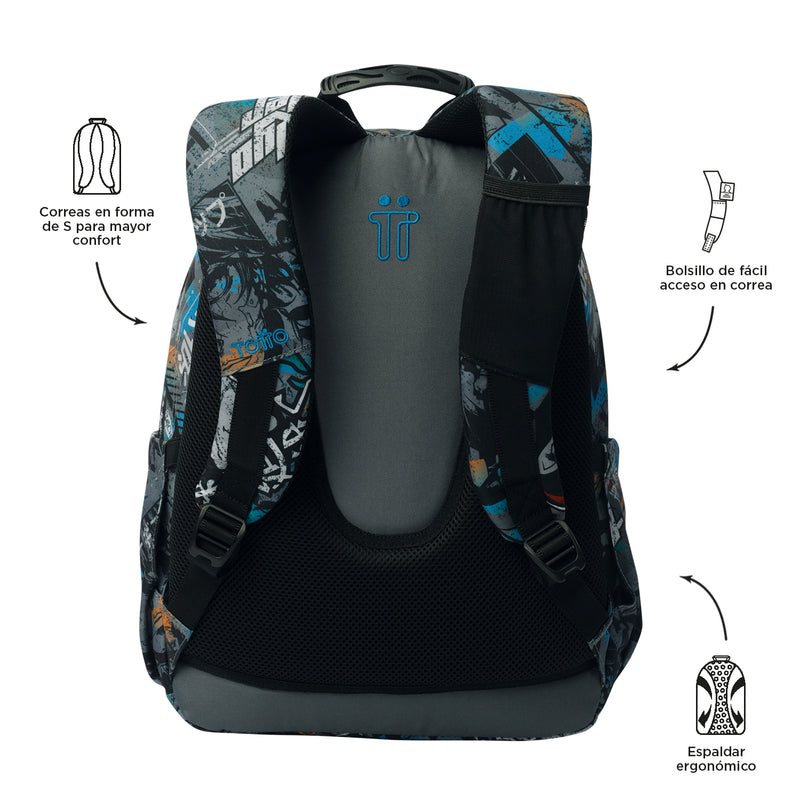 Morral Juvenil Porta PC 14" Acuarela Azul