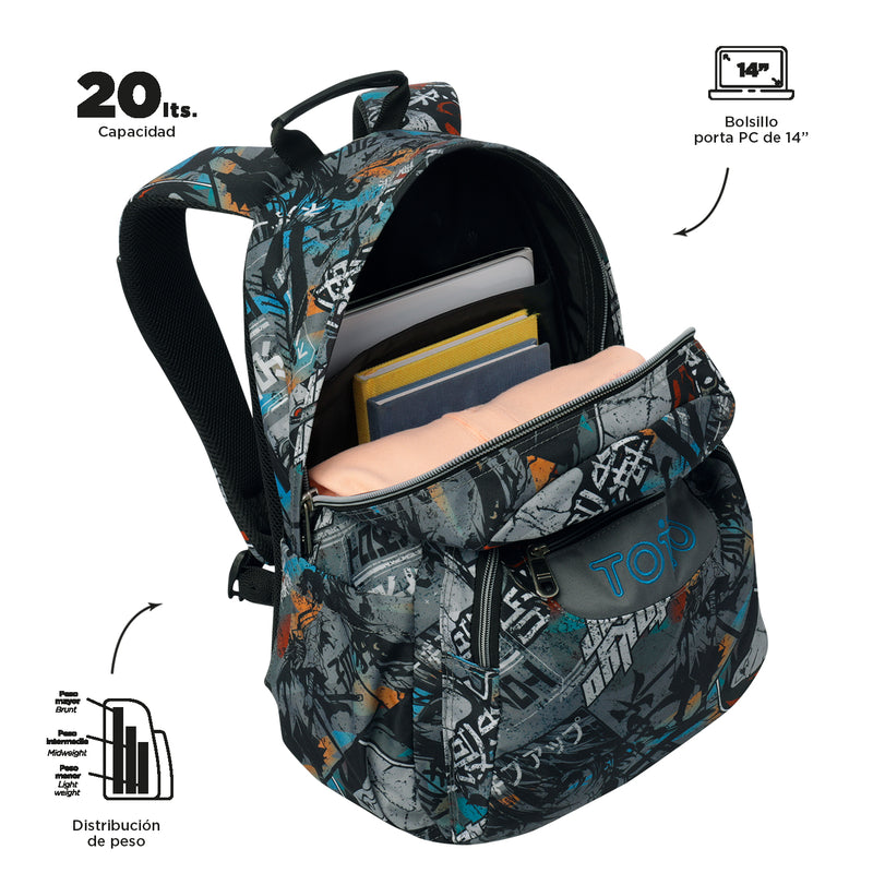 Morral Juvenil Porta PC 14" Acuarela Azul