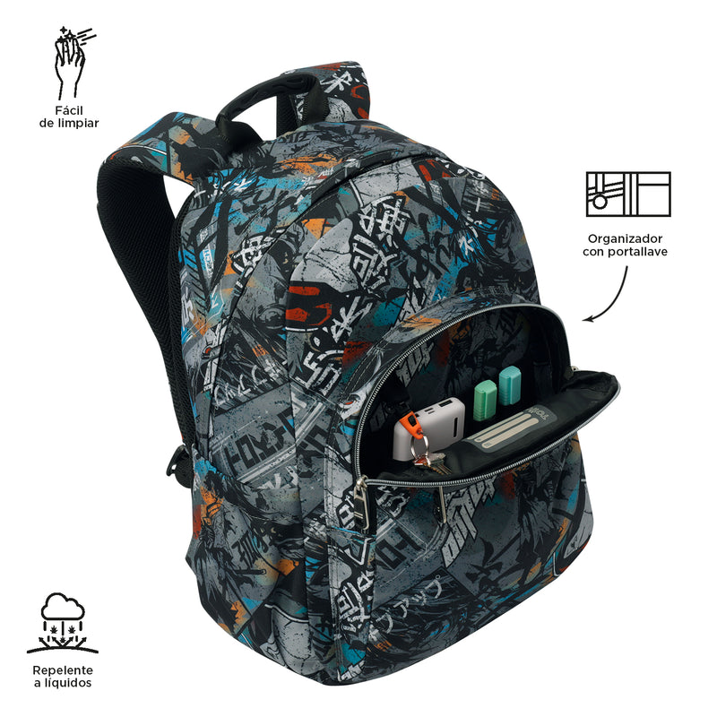 Morral Juvenil Porta PC 14" Acuarela Azul