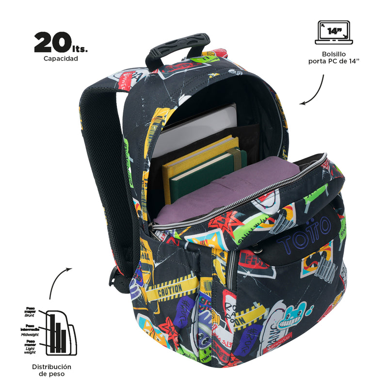 Morral Juvenil Porta PC 14" Acuarela Azul