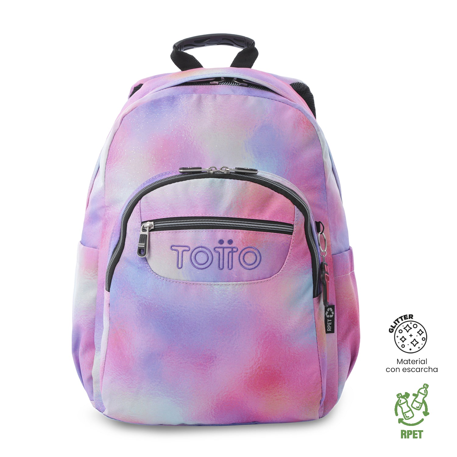 Morral Juvenil Porta PC 14" Acuarela Glitter Rosado