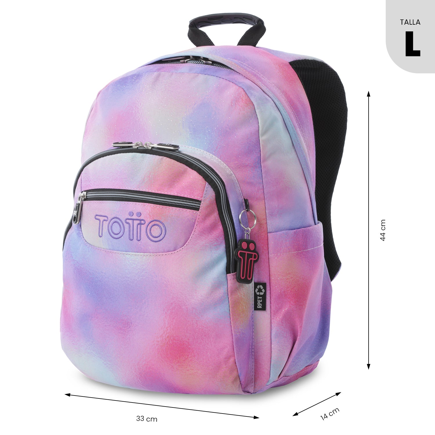 Morral Juvenil Porta PC 14" Acuarela Glitter Rosado
