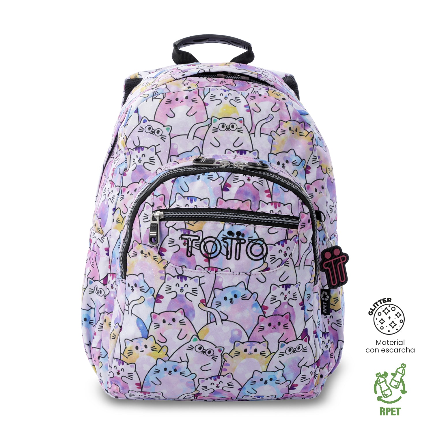 Morral Juvenil Acuarela Glitter Grande Rosado