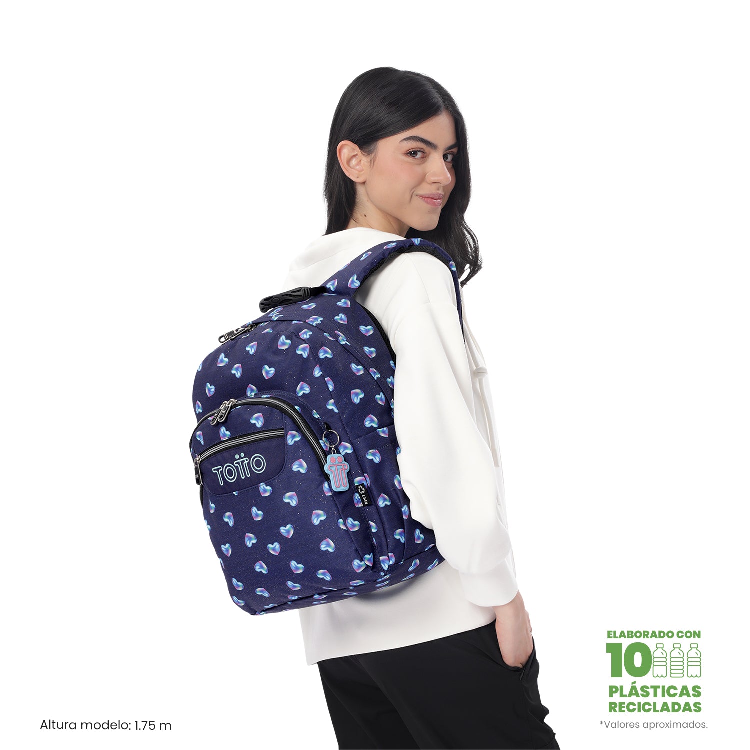 Morral Juvenil Porta PC 14" Acuarela Glitter Azul