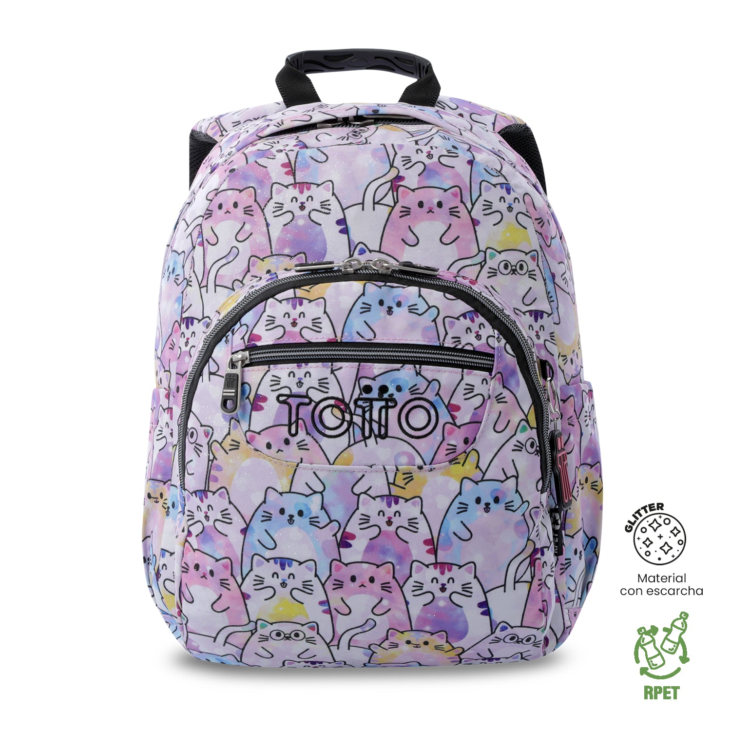 Morral Juvenil Porta PC 13" Gommas Glitter Rosado