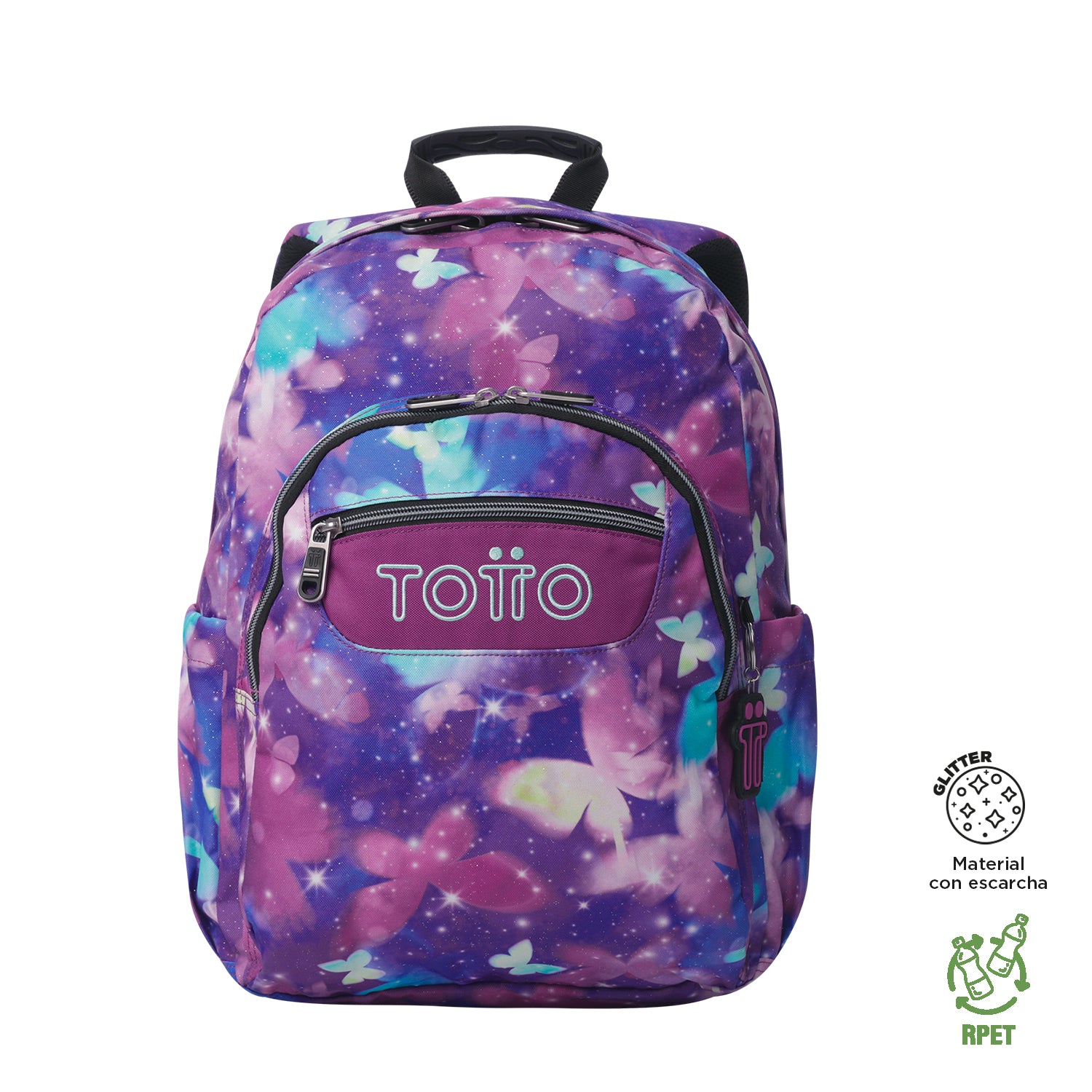 Morral Juvenil Porta PC 14" Acuareles Glitter Morado