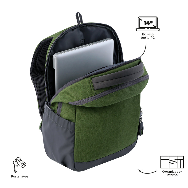 Morral Ejecutivo Porta PC 14" Deleg 2.0 Verde Hombre