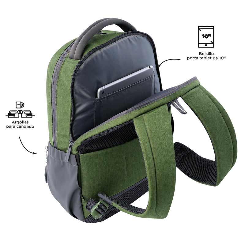 Morral Ejecutivo Porta PC 14" Deleg 2.0 Verde Hombre