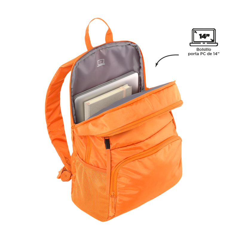 Morral Universitario Porta PC 14" Cloud Naranja Mujer