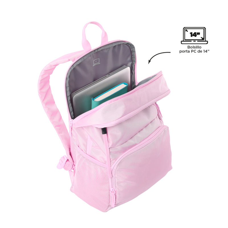 Morral Universitario Porta PC 14" Cloud Rosado Mujer