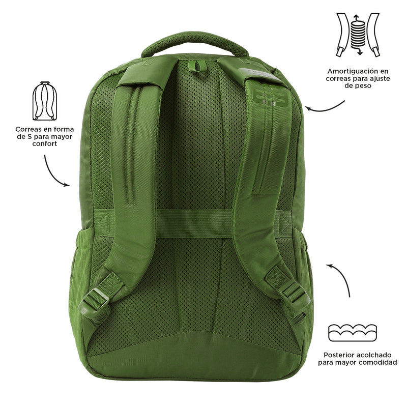 Morral Ejecutivo Porta PC 16" Suspension Verde Hombre