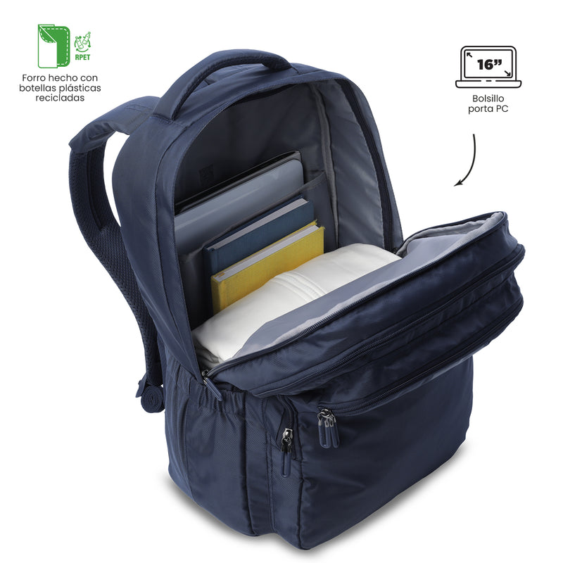 'Morral Antimpacto Porta PC 16" Suspension Azul Hombre