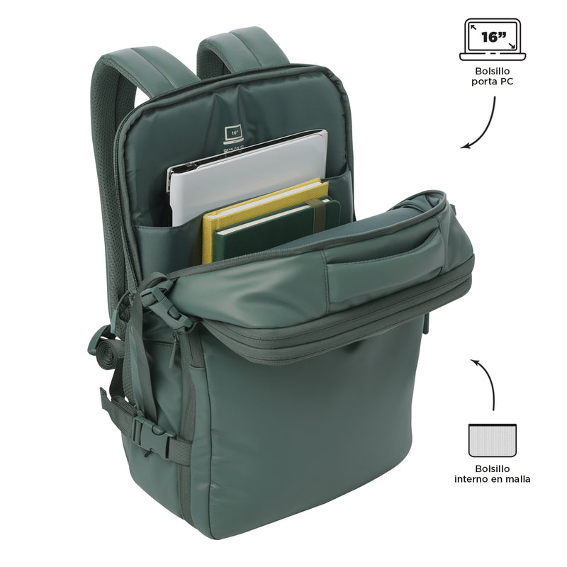 Morral de Viaje Expandible Grow Porta PC 16" Café Hombre