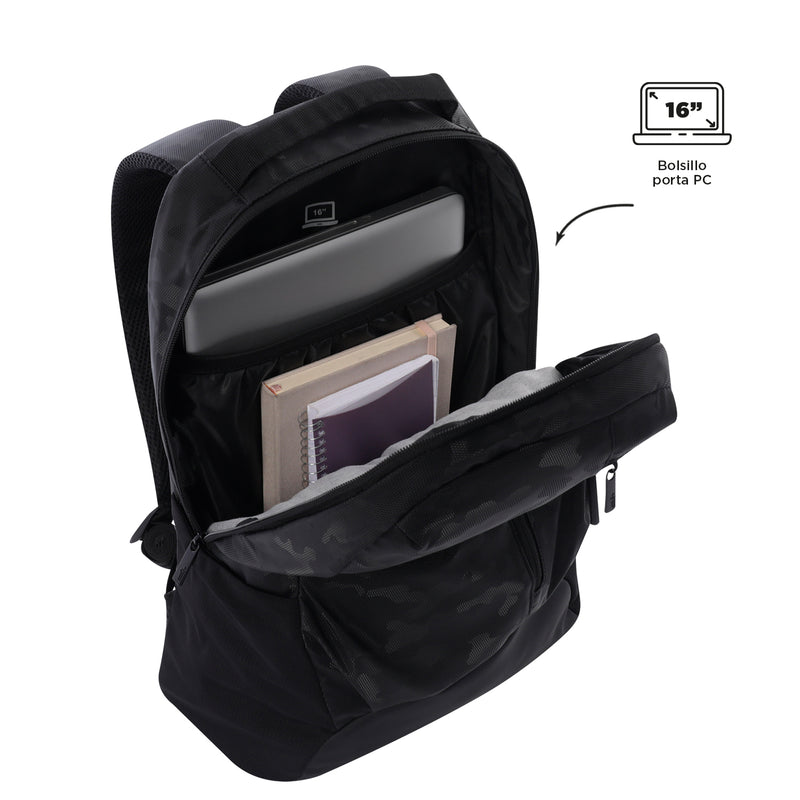 Morral Universitario Detroit Porta PC 16" Gris Hombre