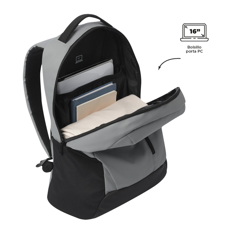Morral Universitario Detroit Porta PC 16" Gris Hombre
