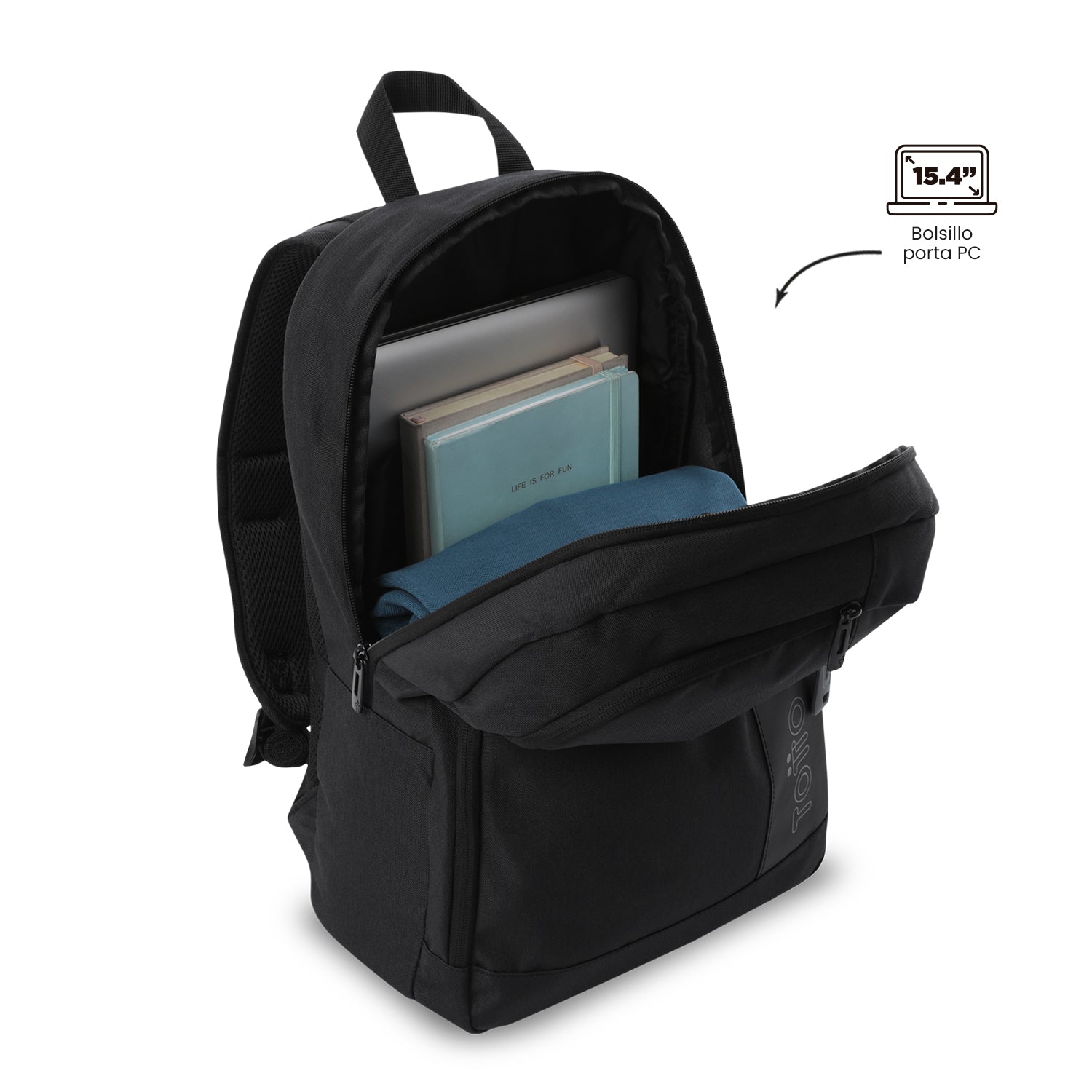 Morral Universitario Kanto Porta PC 15.4" Negro Unisex