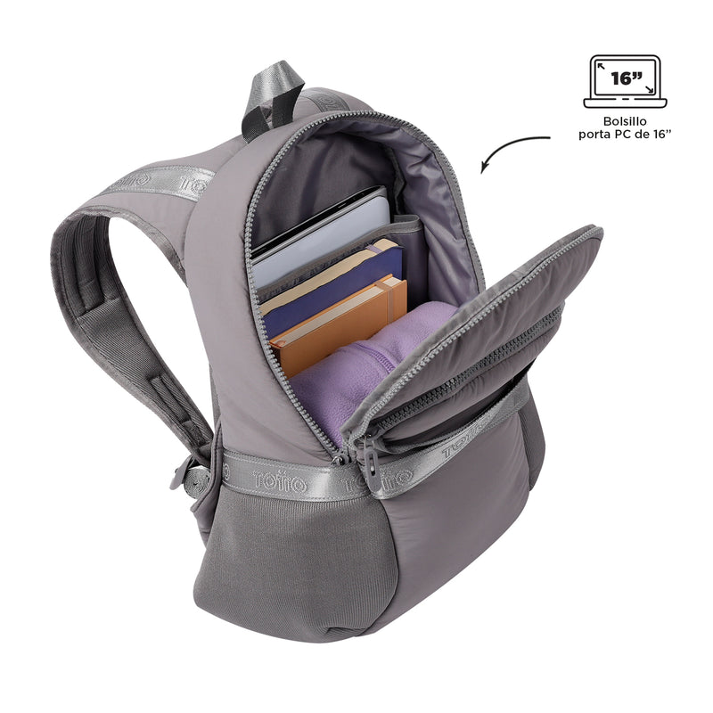 Mochila Mujer Knitty L Deportivo Gris