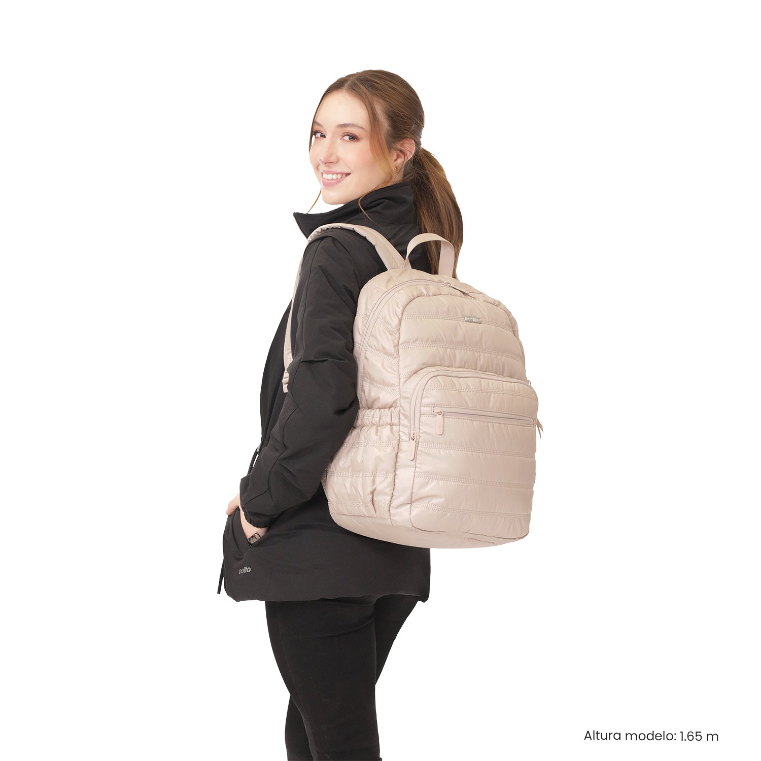 Morral Universitario Moxi Porta PC 15" Beige Mujer