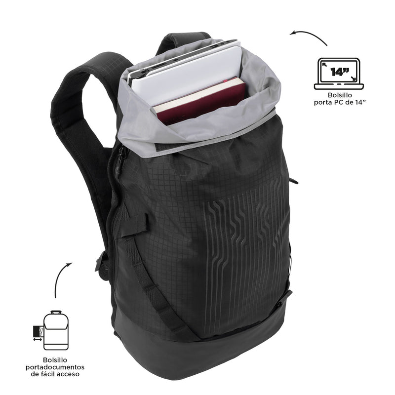 MORRAL MOTTION Para Moto Con Porta Pc De 14" - Color: Negro - Talla: L