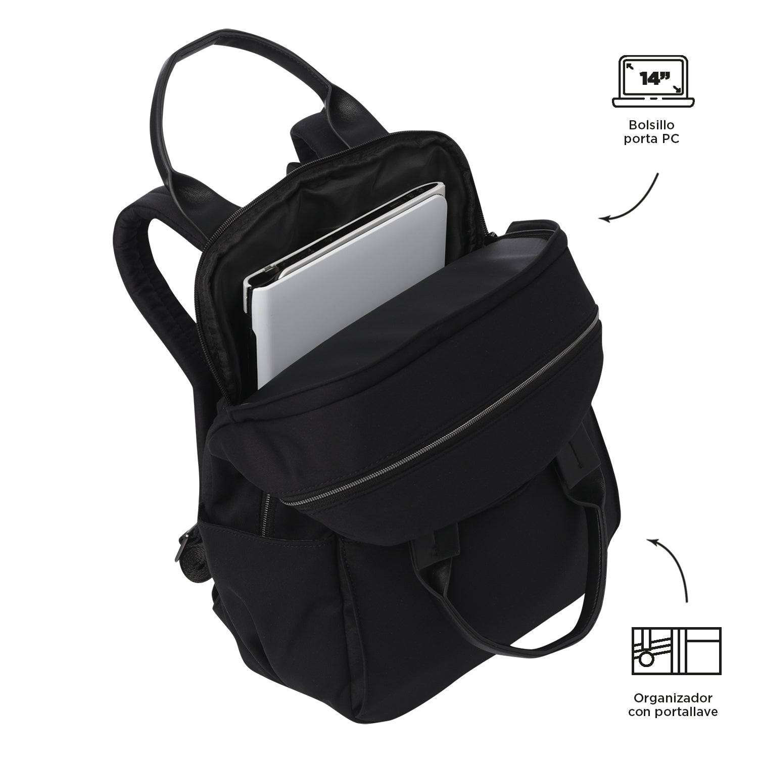 Morral Ejecutivo Porta PC14"  Toscana Negro Mujer