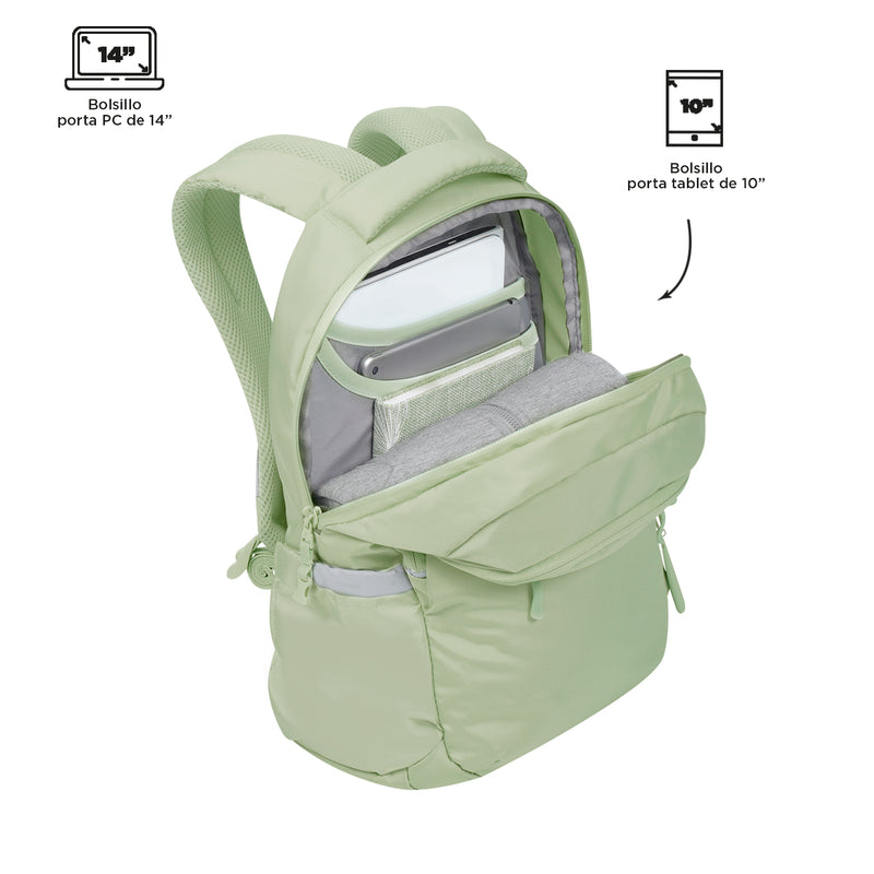 Morral Universitario Porta PC 14" Misisipi Verde Mujer