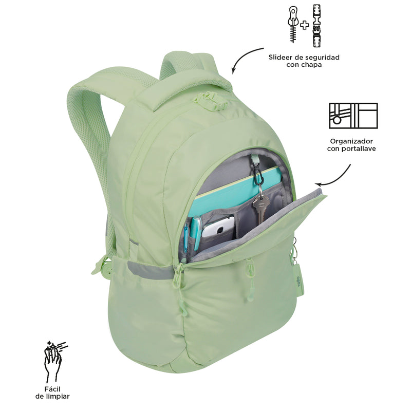 Morral Universitario Porta PC 14" Misisipi Verde Mujer