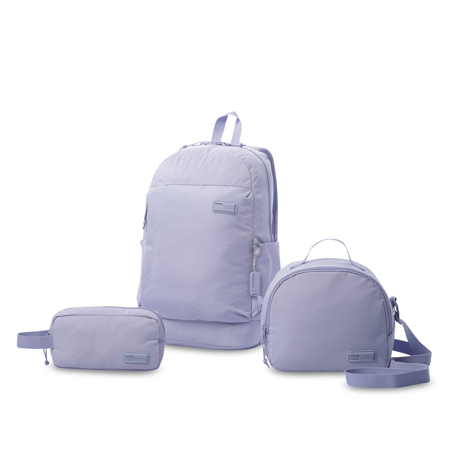'Combo Juvenil X 3 Morral Porta PC 14" + Lonchera + Cartuchera Yuno Morado