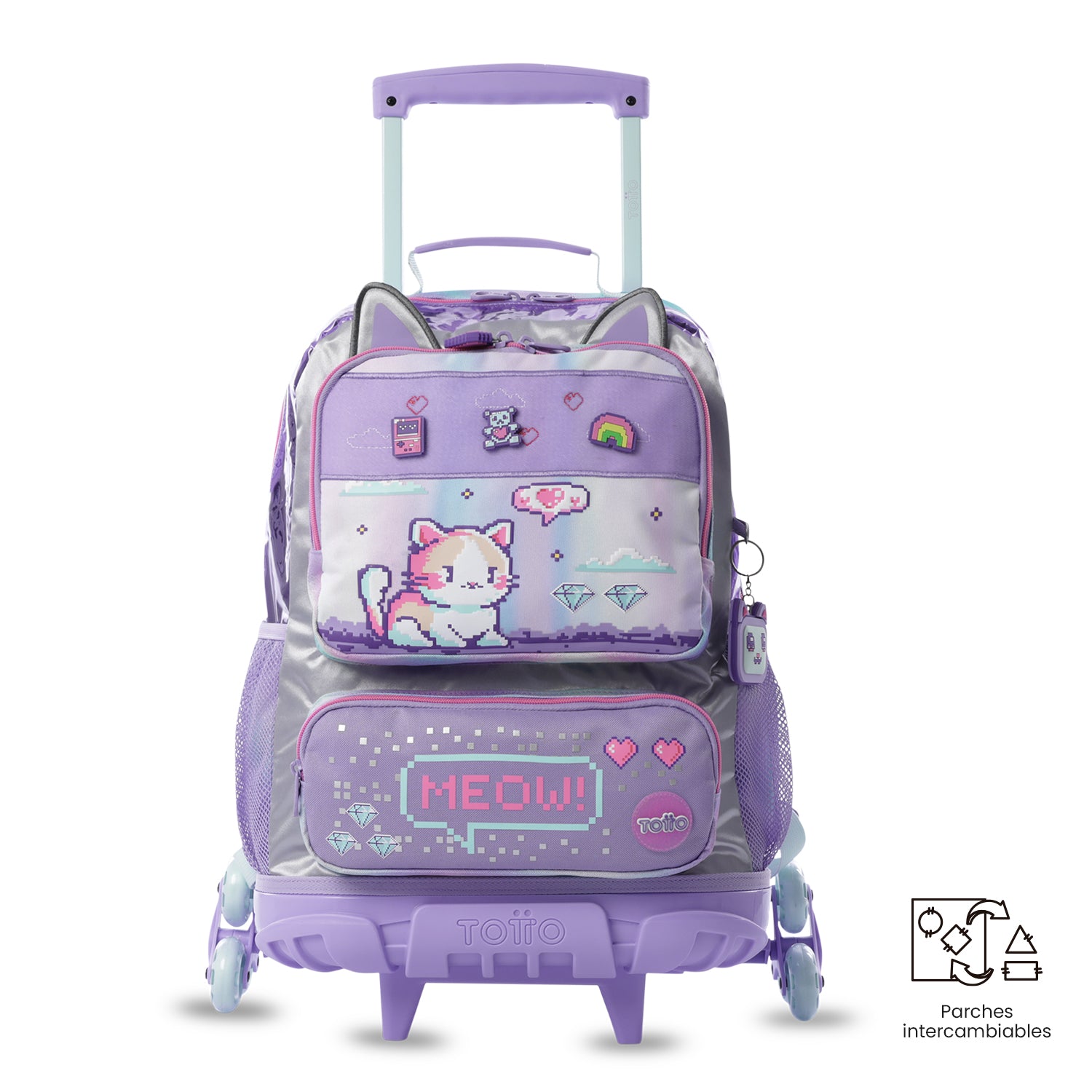 Maleta para Niña con 3 ruedas Andy Cat Grande Morado